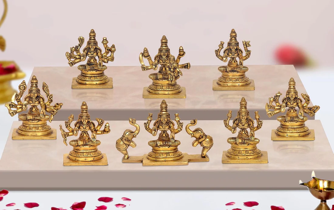 Brass Ashtalakshmi Idol Set